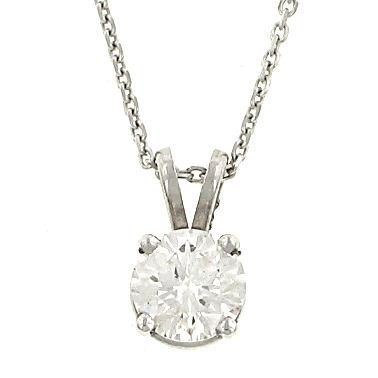 1.70ct Round Diamond Solitaire Pendant Necklace in 4-Prong Setting – F-G/SI3 EGL USA Certified