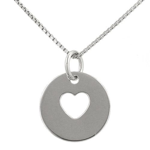 Hearts Collection Sterling Silver Heart Charm Pendant with Ruby Accent on 16'' Chain