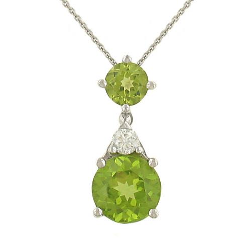 Ladies Diamond and Peridot 3-Stone Pendant – 1.94cttw Gem & 0.08cttw Diamonds (Chain Sold Separately)