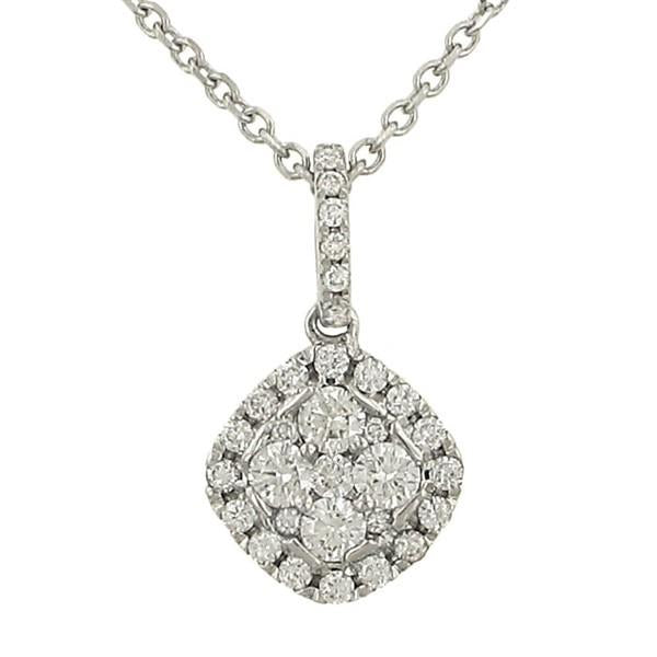 Ladies Round Cluster Diamond Pendant with 31 Prong-Set Stones on Cable Chain – 0.34cttw