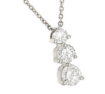 Ladies “Past, Present & Future” 3-Stone Diamond Pendant on Cable Chain – 0.75cttw
