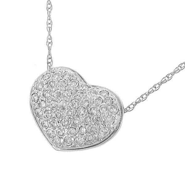 Ladies Pavé Diamond Heart Pendant with 47 Round Stones on 18" Fancy Link Chain – 0.60cttw I/SI2–3
