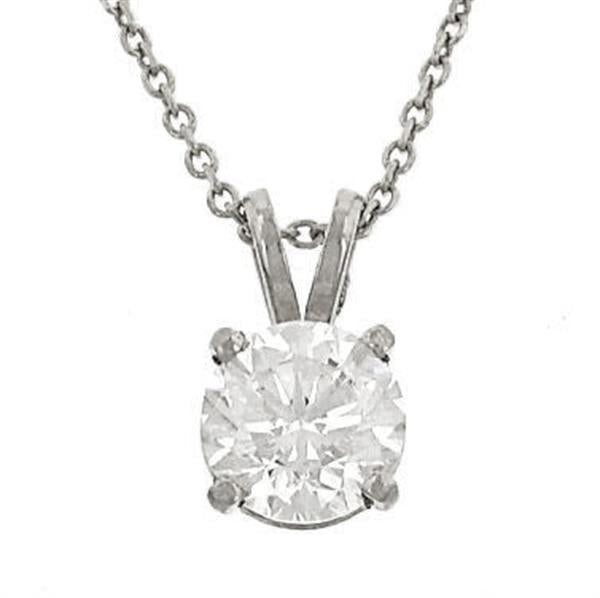 Certified Round Diamond Solitaire Pendant in 14k White Gold G–H/SI2