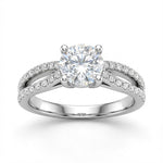 Pavé Diamond Engagement Ring with Split Shank in 14K White Gold with 0.23 ct Total Diamond Weight