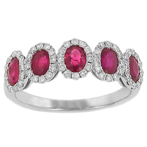 Ladies Oval Ruby and Pave Diamond Halo Design Fashion Ring Gem 1.16cttw Diamond .33cttw |||