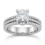 Three Row Pavé Diamond Engagement Ring in 14K White Gold with 0.35 ct Total Diamond Weight