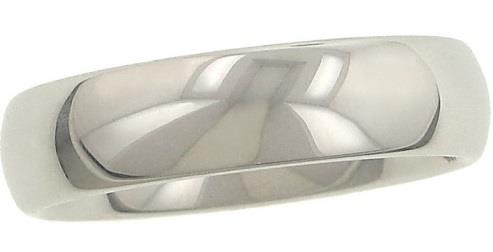 Men’s White Tungsten 6mm Plain Polished Domed Comfort Fit Wedding Band, Size 8.5