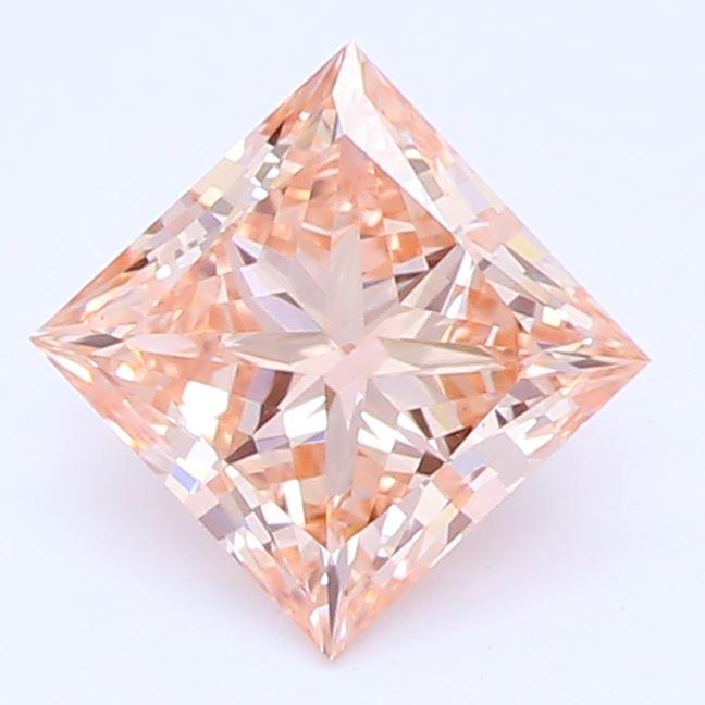 0.57 CT Fancy Intense Orangy Pink Princess Cut Lab Grown Diamond – VS1 Clarity