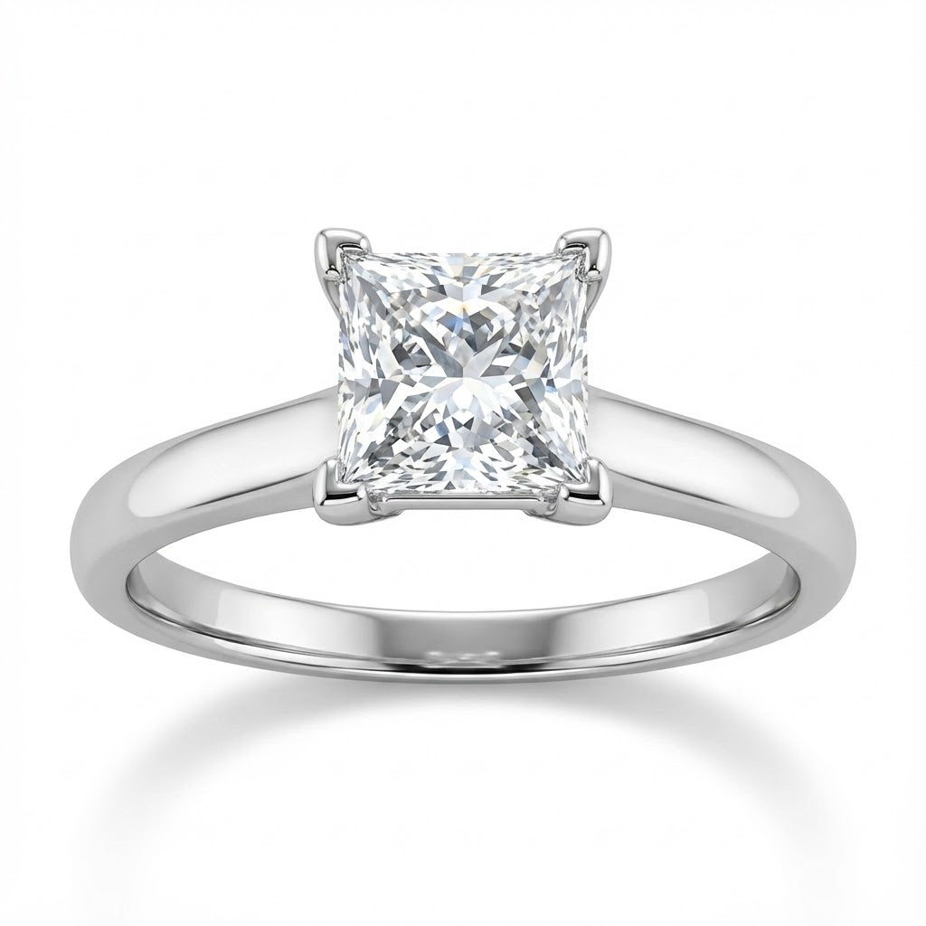 1.06 ct Princess Cut Diamond Solitaire Engagement Ring in 14K White Gold – EGL USA Certified