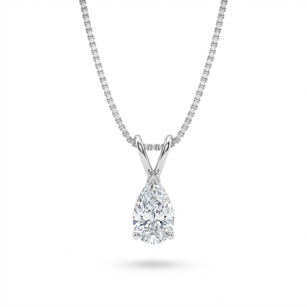 1.03ct Pear-Shaped Diamond Pendant on 18k White Gold Chain (GIA Certified E/I1)