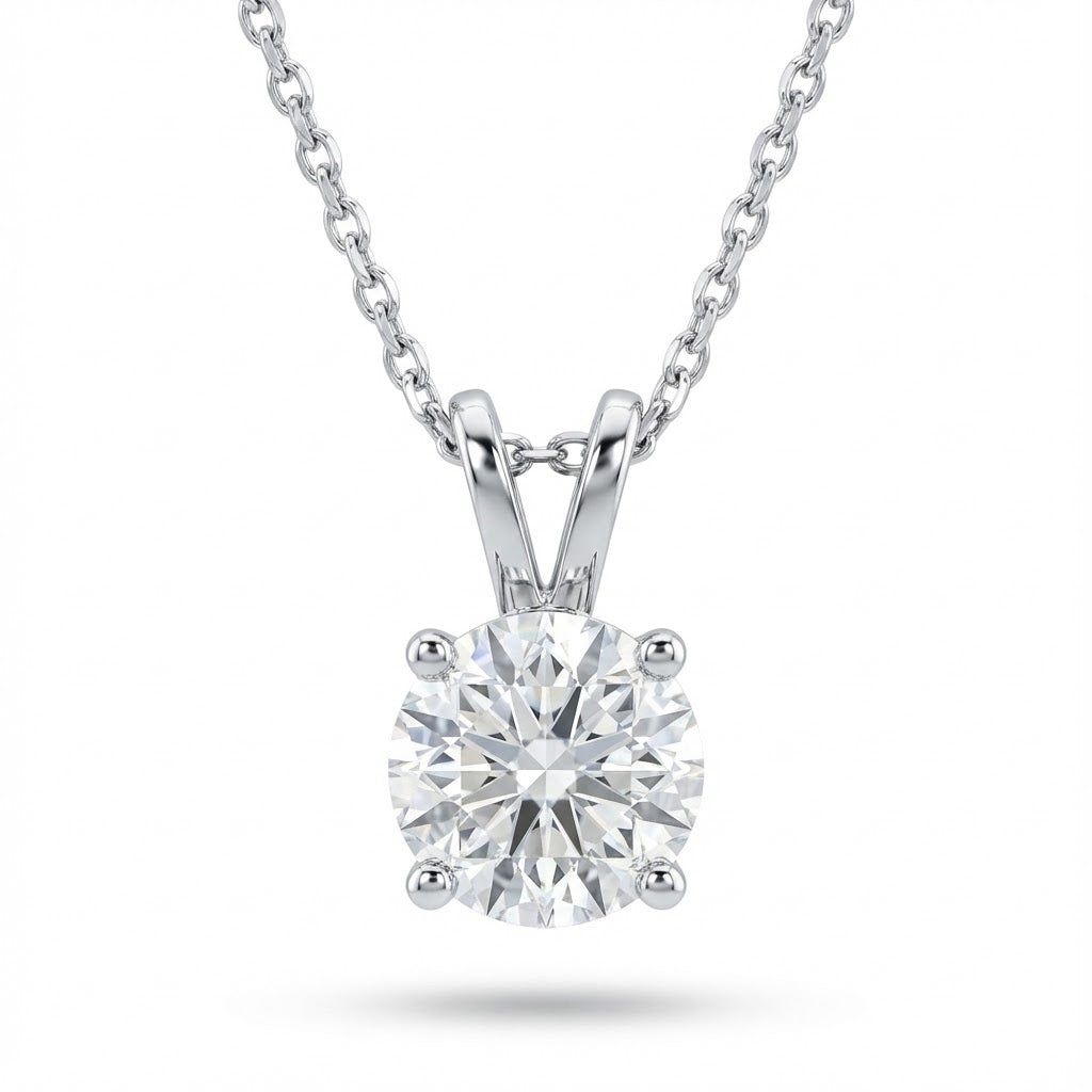 1.70ct Round Diamond Solitaire Pendant Necklace in 4-Prong Setting – F-G/SI3 EGL USA Certified