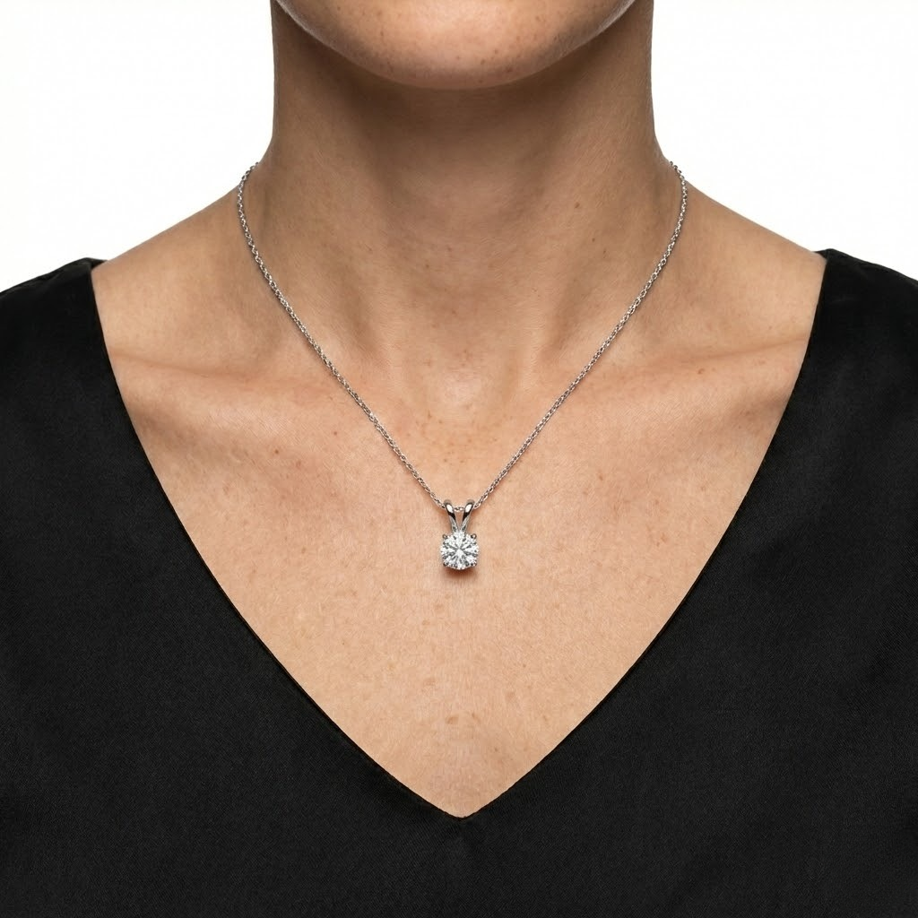 1.70ct Round Diamond Solitaire Pendant Necklace in 4-Prong Setting – F-G/SI3