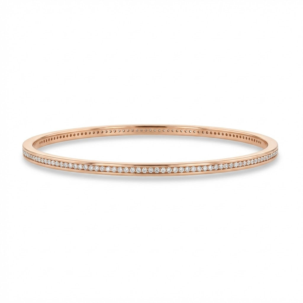14K Rose Gold Stackable Diamond Bangle Bracelet .90cttw
