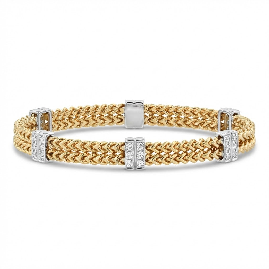 14K Two-Tone Fashion Link Diamond Bracelet 0.60cttw