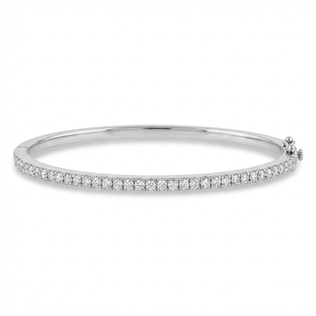 14K White Gold Diamond Bangle Bracelet 1.00cttw