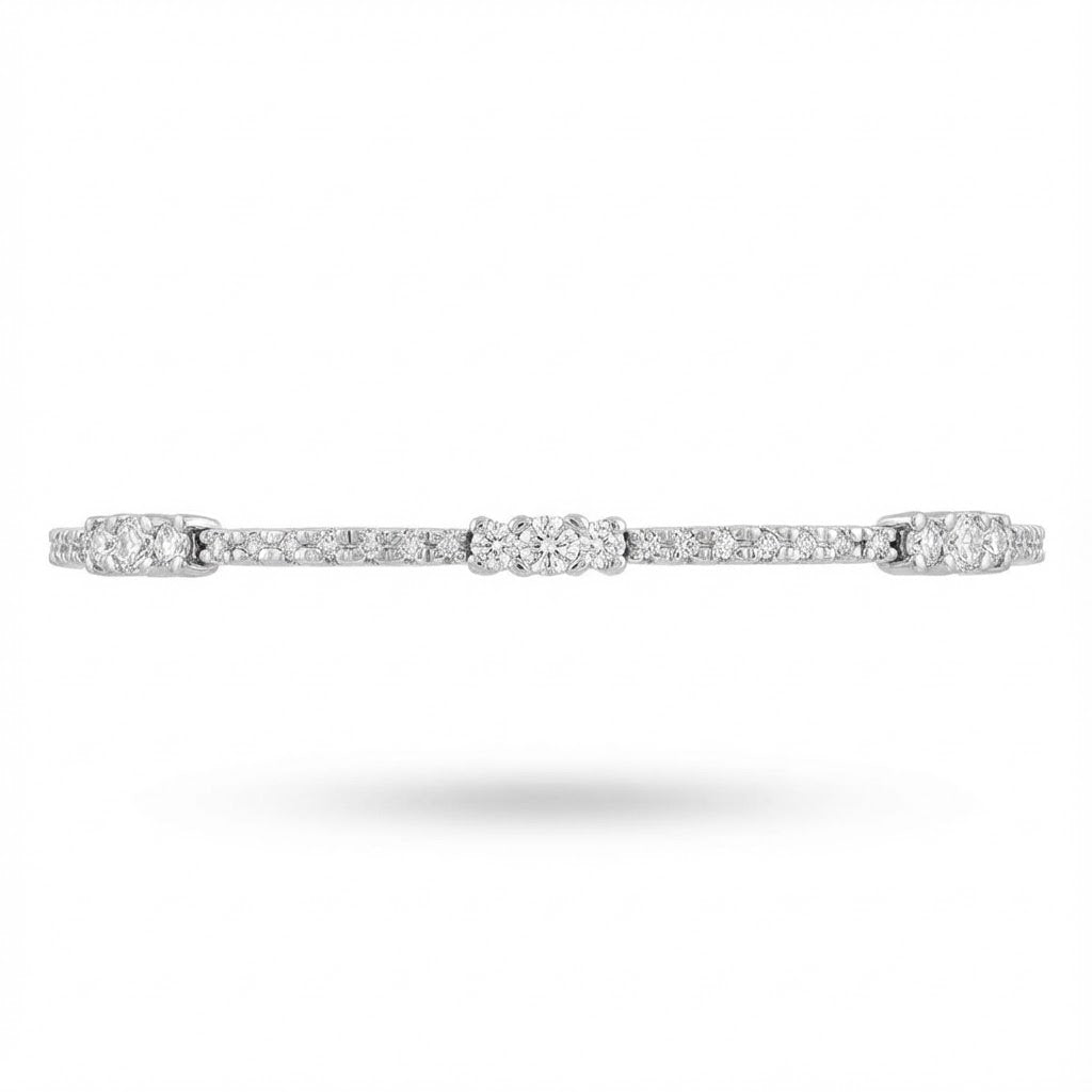 14K White Gold Diamond Bar and Three-Stone Tennis Bracelet 2.00cttw
