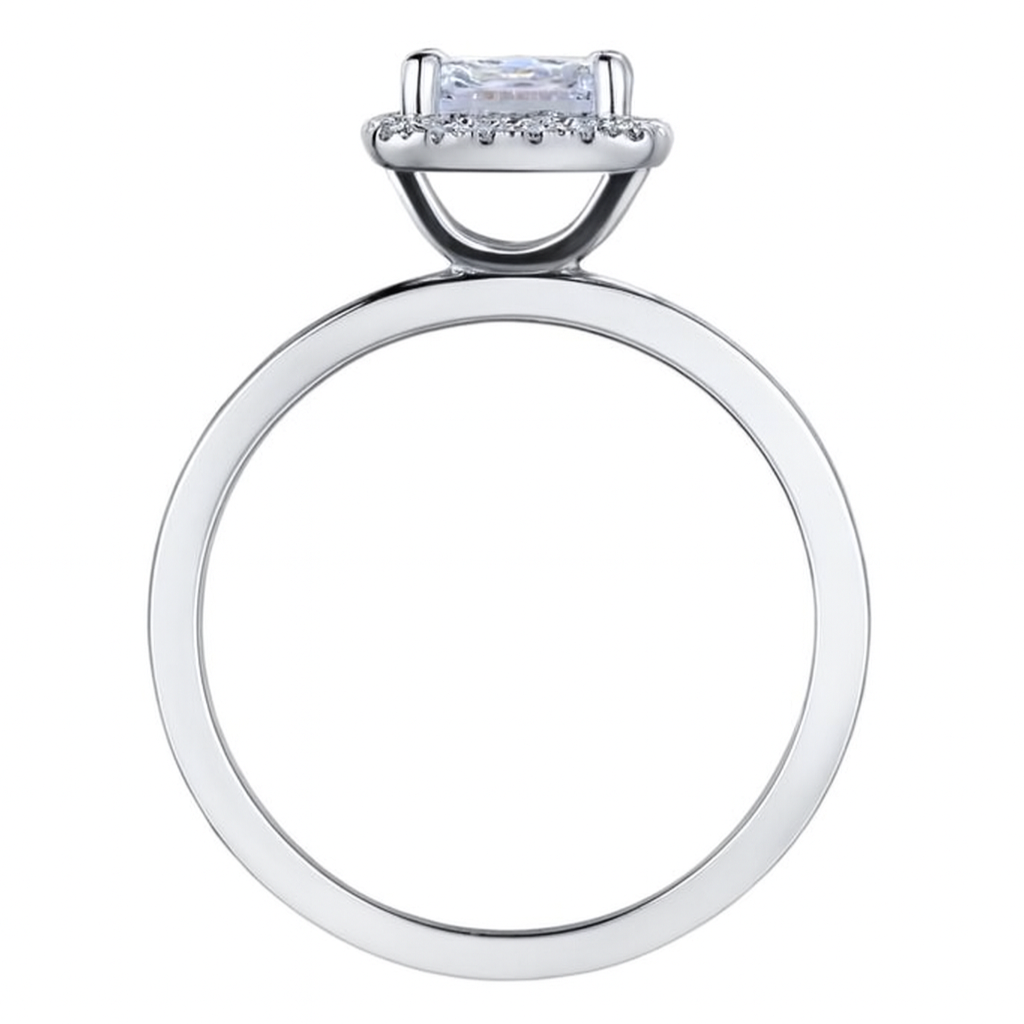 14K White Gold Emerald Cut Halo Engagement Ring – Semi-Mount for 0.125–1.00 ct Emerald Cut Center Stone (Center Stone Not Included)