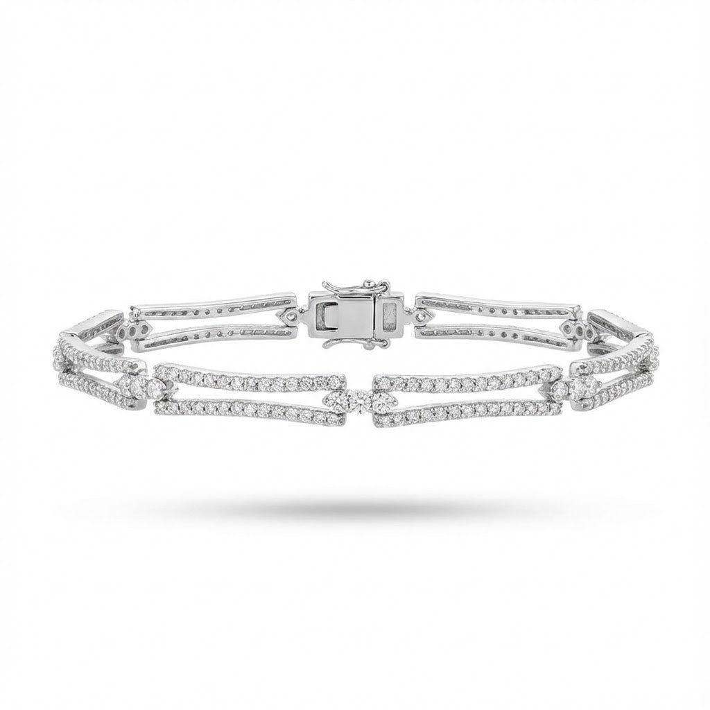 14K White Gold Pavé Diamond Tennis Bracelet 2.00cttw