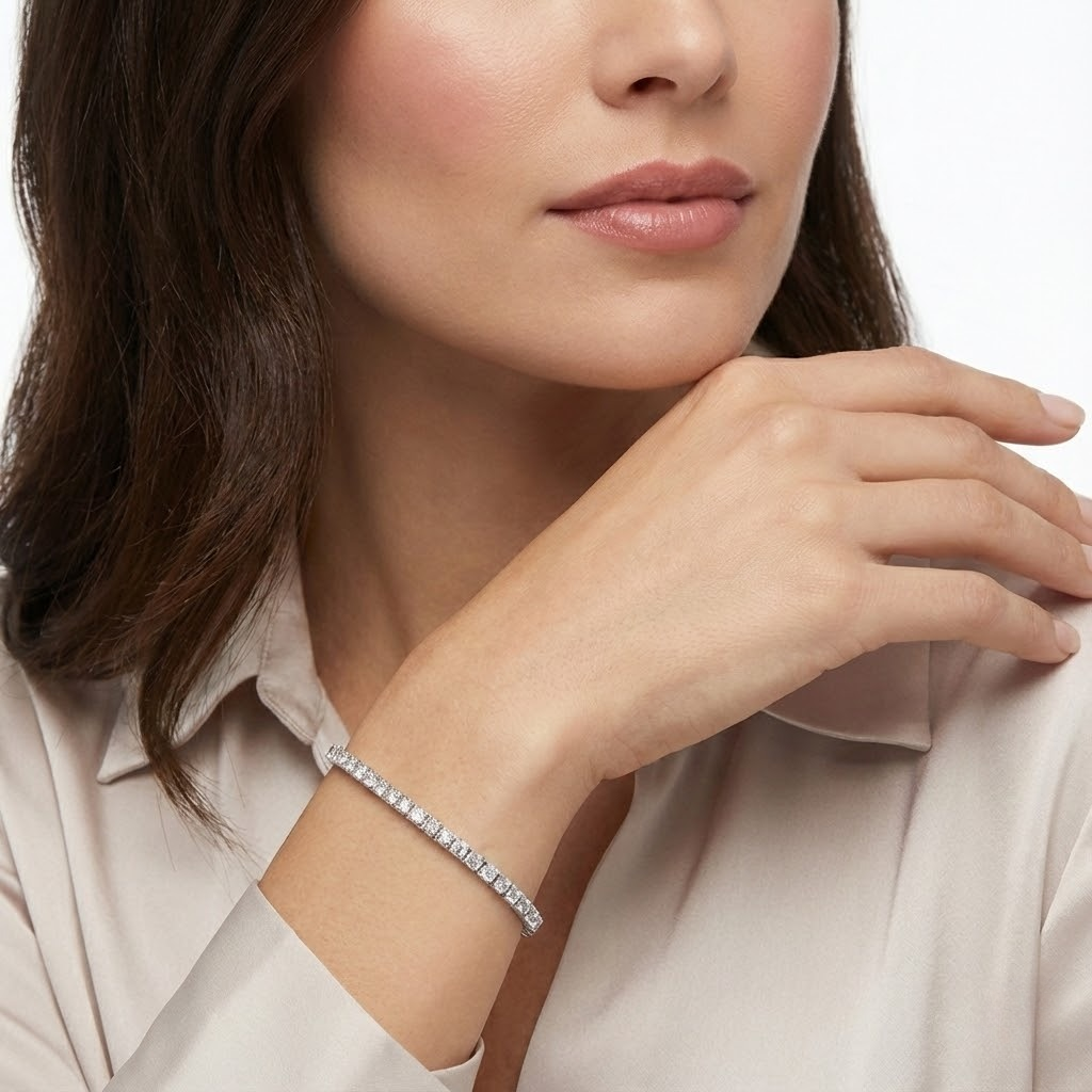 14K White Gold Diamond Tennis Bracelet Approx. 3.75cttw