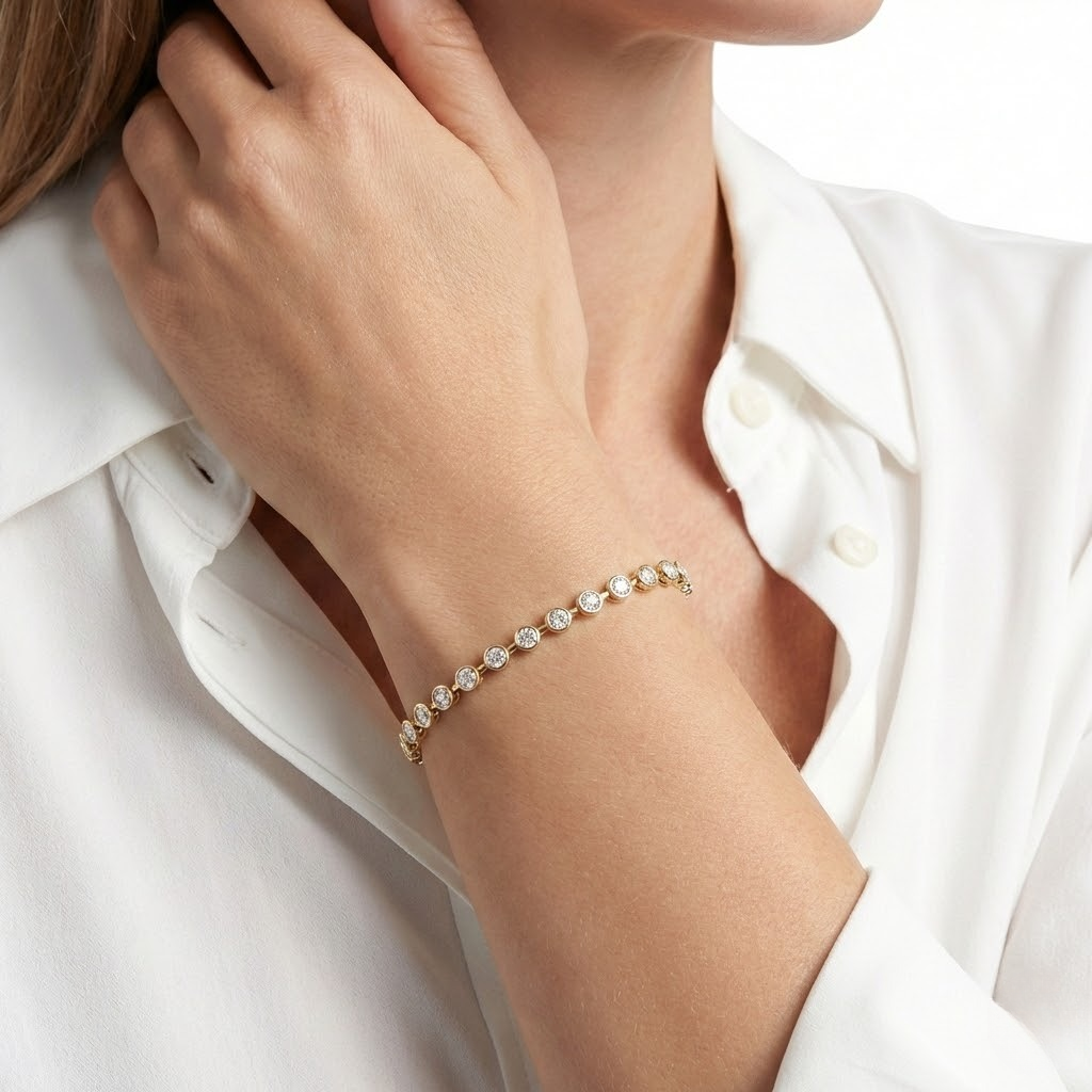 14K Yellow Gold Diamond Tennis Bracelet 2.88cttw