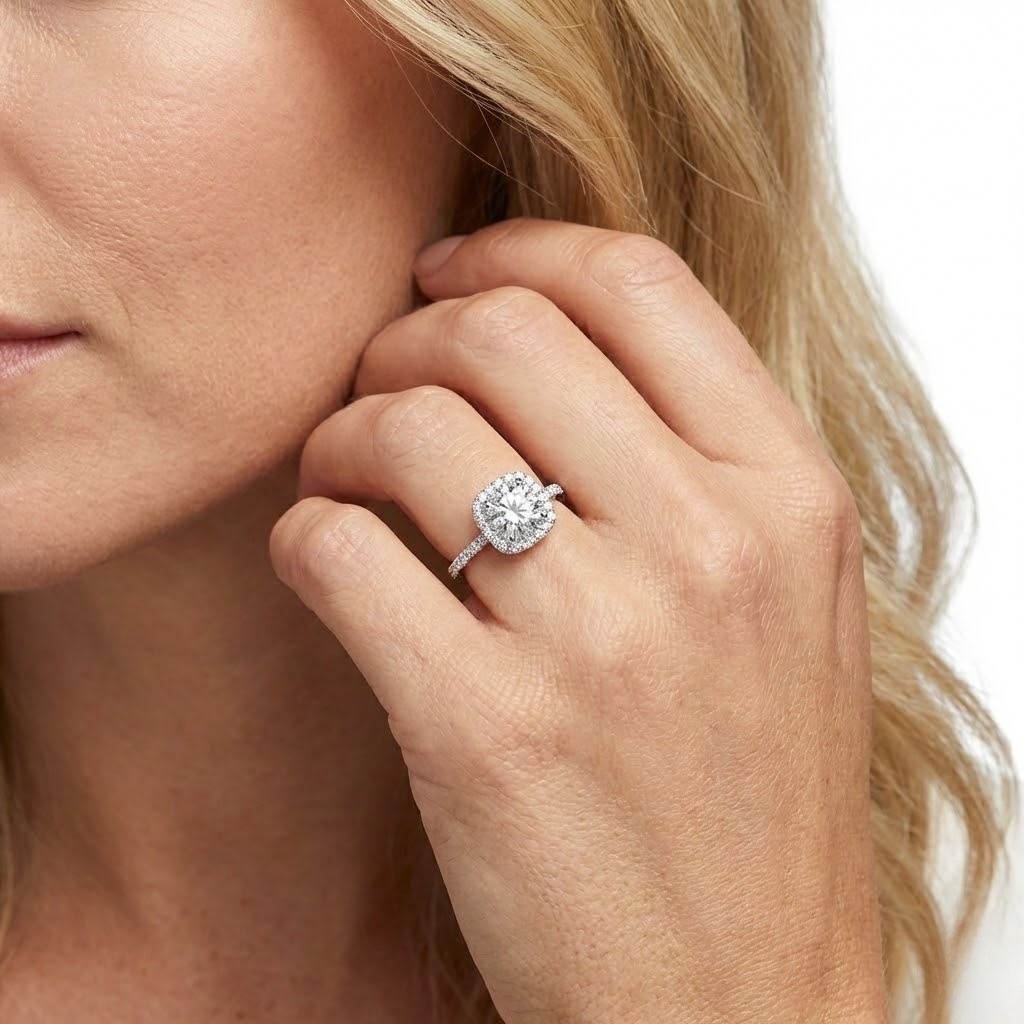 14k White Gold Halo Engagement Ring Semi mount  t.w. fits approx .29ct - 1 ct round center stone .  *center stone is NOT included in price*