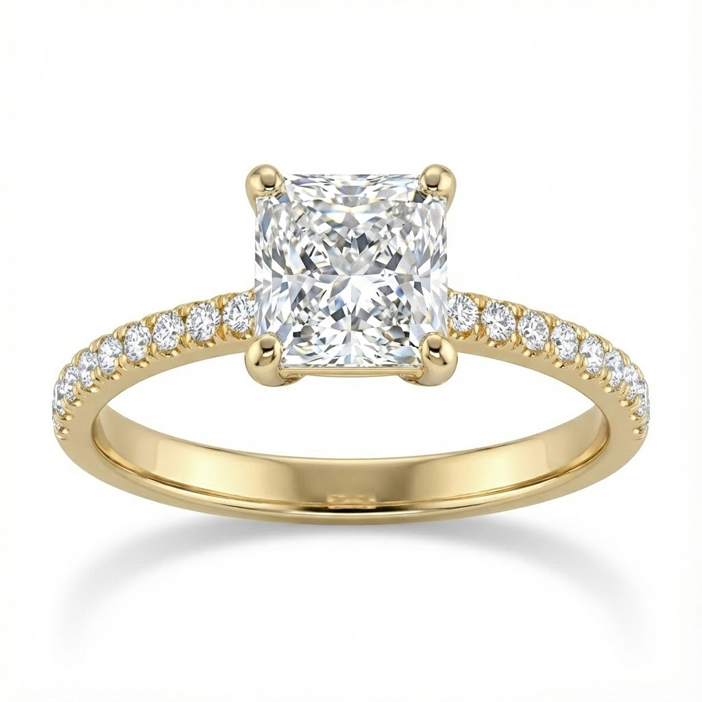 18-Stone Pavé Set Round Diamond Engagement Ring – 0.25 ct Total Weight (I / SI1–SI2) – Center Stone Not Included