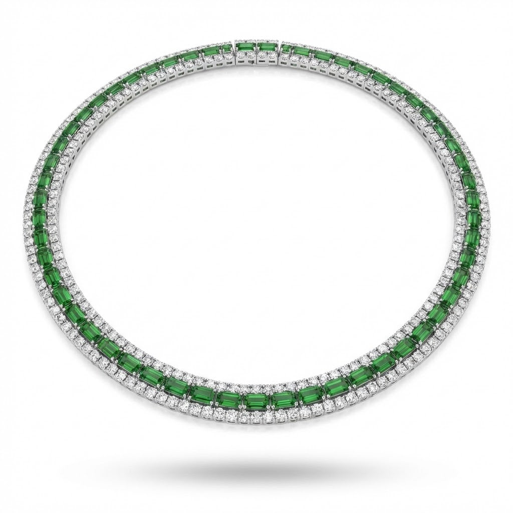 18K Tsavorite and Diamond Necklace 13.25ct + 11.05ct