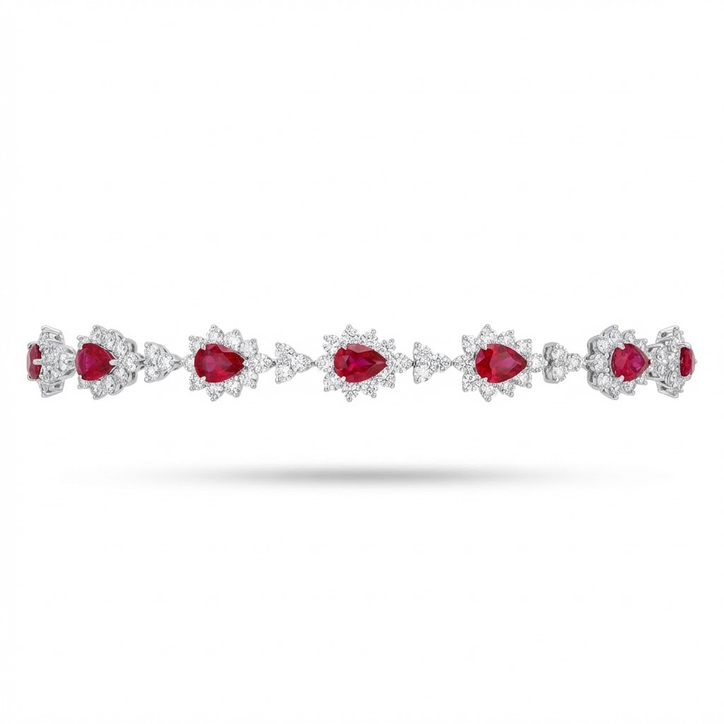 18K White Gold Ruby and Diamond Bracelet 10.14cttw