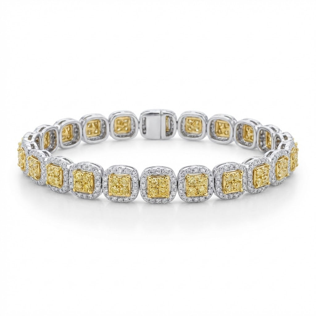 18K White and Yellow Gold Bracelet with Yellow Diamonds 20.13cttw