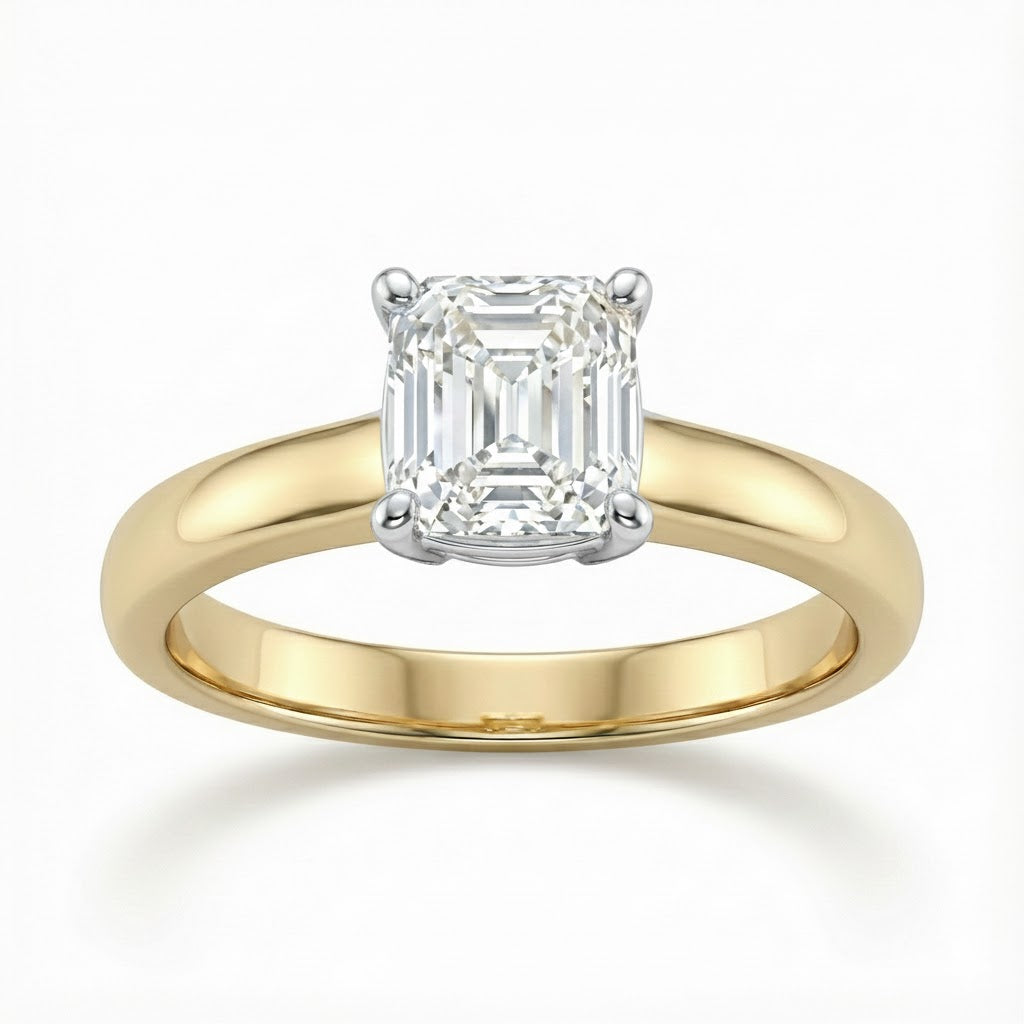 4-Prong Cathedral Polished Solitaire Engagement Ring for 1.50ct Emerald Center