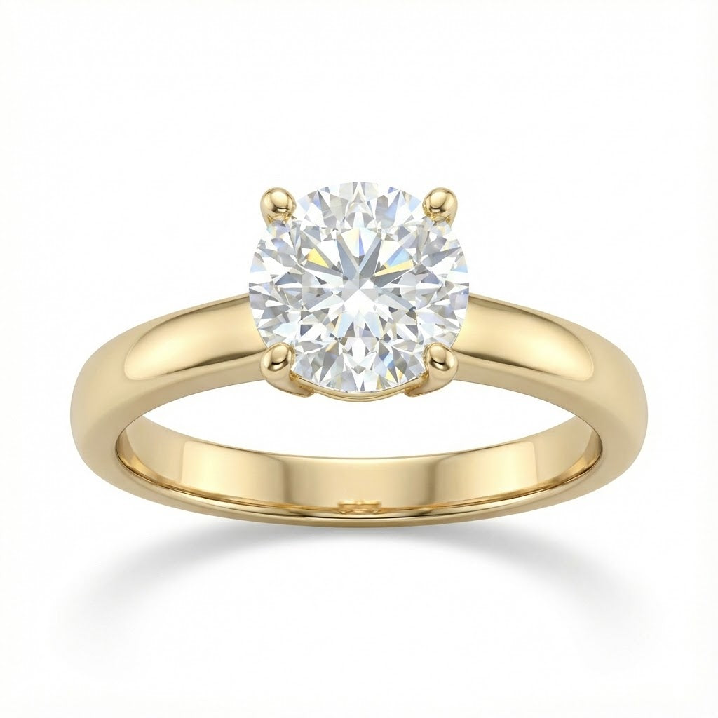 14K Yellow Gold 4-Prong 2.6mm Solitaire Engagement Ring Mounting – Center Stone Not Included