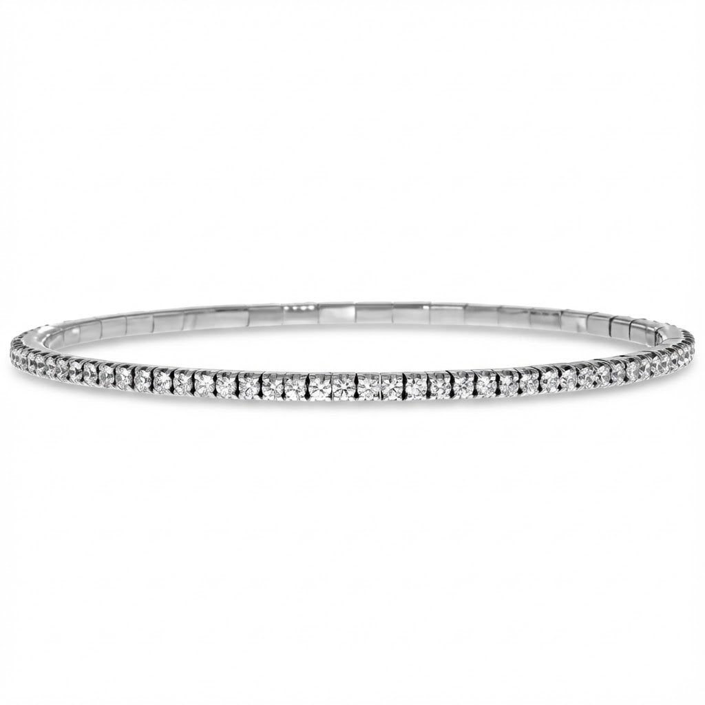 4-Prong Round Eternity Diamond Bangle Bracelet 2.50cttw