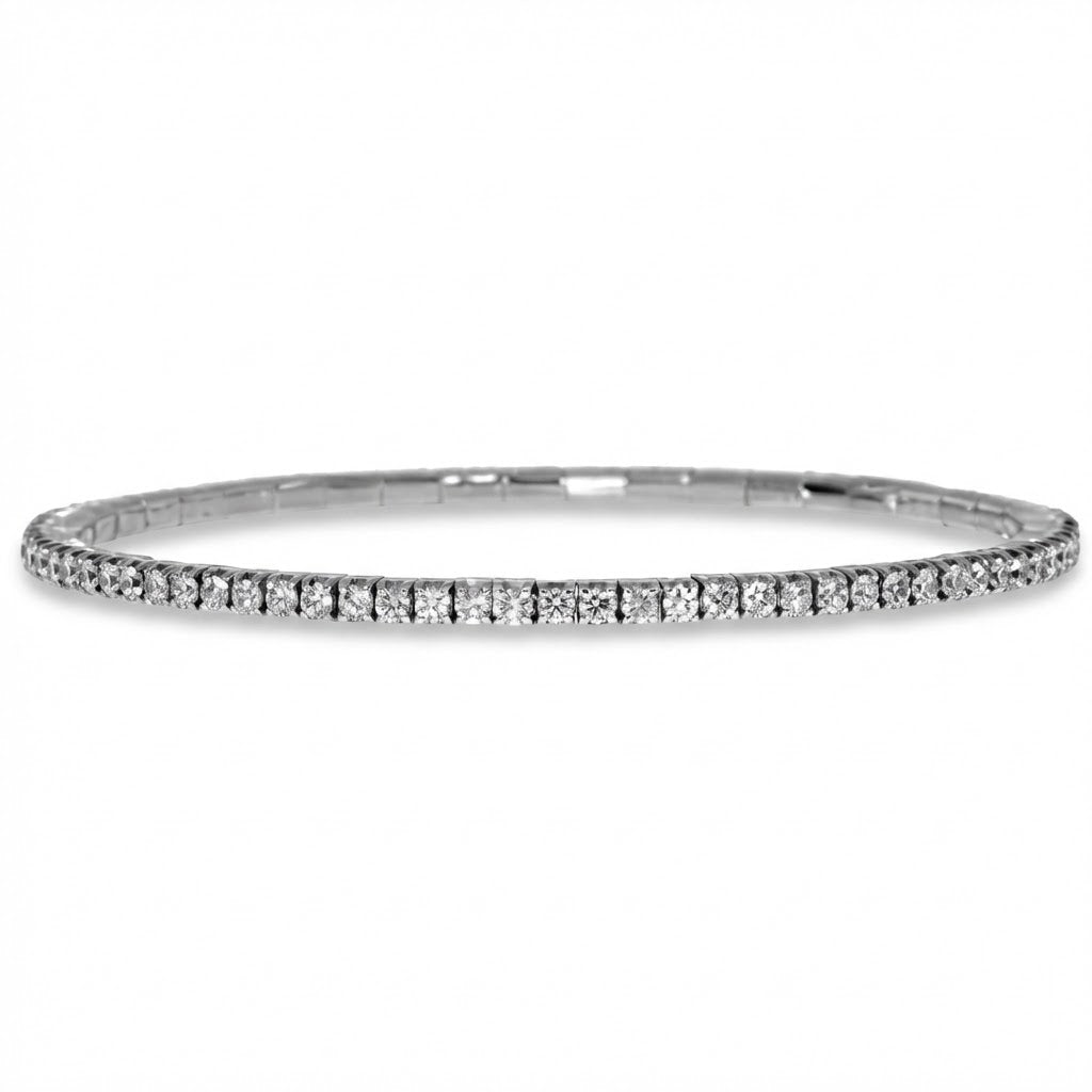 4-Prong Round Eternity Diamond Flexible Bangle Bracelet 2.30cttw