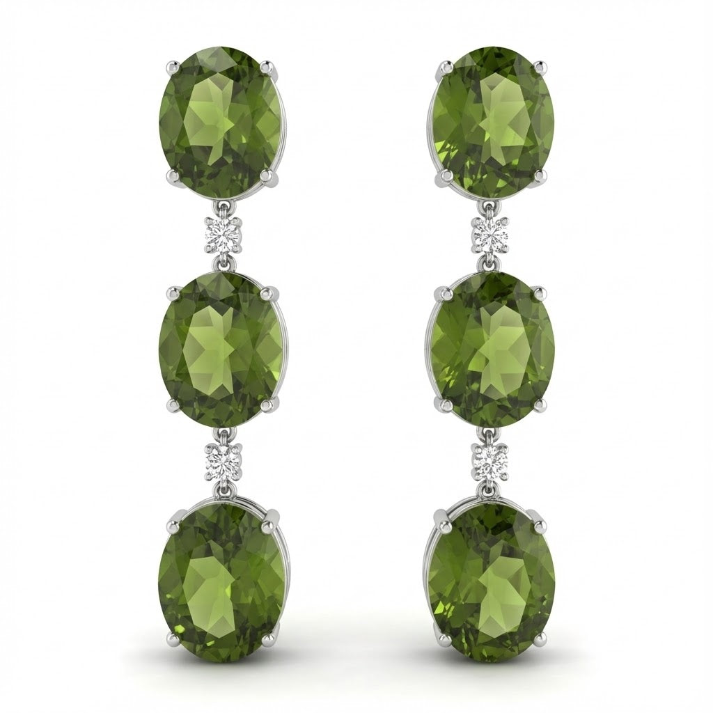 Peridot and Diamond Earrings