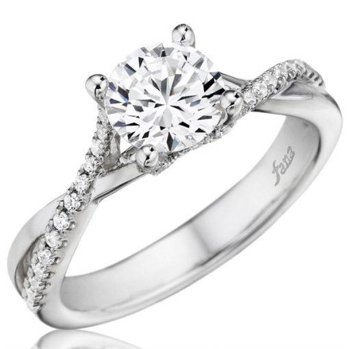 Cathedral Style Diamond Accented Diamond Engagement Ring