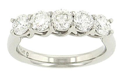 Ladies Diamond Band ||| 5 Stone Round Shared prong Trellis Design Band Diamond 1.40cttw G/h ||| Metal: Platinum ||| Size: 2.5 MM (W) ||| Diamond Wght: 1.40 ||| Color: GH ||| Clarity: SI2 ||| 95131 |||