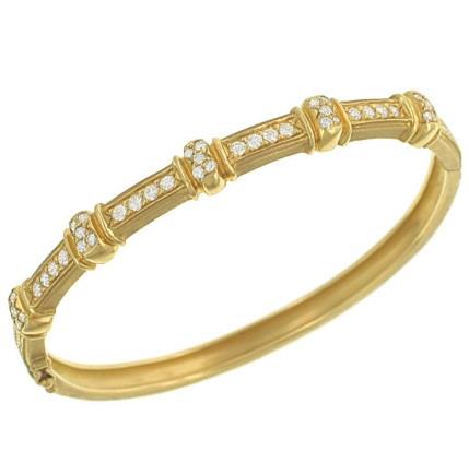 “Constantine” Pavé Diamond Engraved Bangle Bracelet 0.85cttw