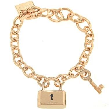 “Love Lock” 24K Gold Plated Toggle Bracelet with Lock and Key Charm