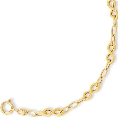 14K Gold Textured & Polished Fancy Link Bracelet – 7.5"