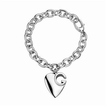 "Gucci" 1973 Link Style Bracelet with 'G' Cutout Heart Charm
