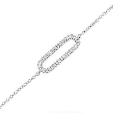 14K White Gold Adjustable Cable Link Diamond Bracelet 0.10cttw