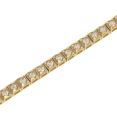 14K Yellow Gold Fancy Wave Link Diamond Tennis Bracelet 2.00cttw