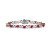 14K Rose Gold Twist Design Ruby and Diamond Bracelet 6.66cttw