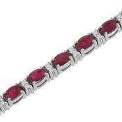 Oval Ruby and Diamond Prong Set Bracelet 8.40cttw