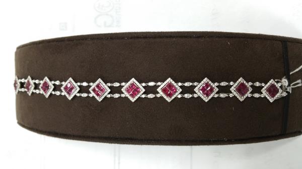18K White Gold Ruby and Diamond Bracelet 9.24cttw