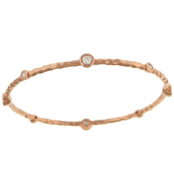 14k Rose Gold Hammered Diamond Bangle 1.25cttw |||  ||| 