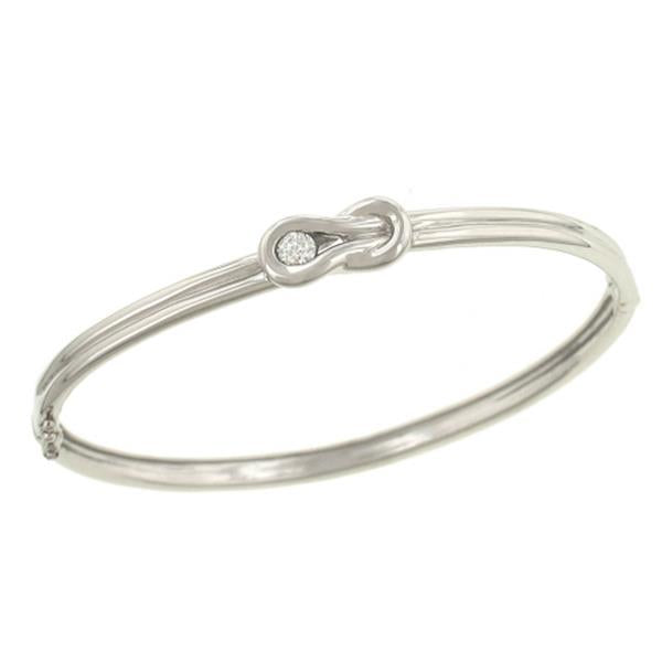 14k White Gold Everlon Diamond Knot Bangle with Round Diamond .20cttw |||  ||| 