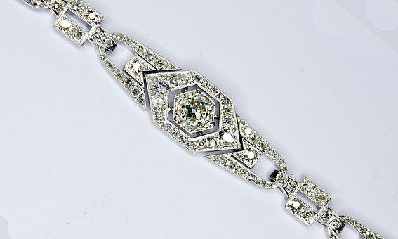 Platinum Art Deco Diamond Bracelet, Circa 1930