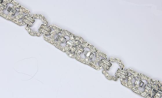 Platinum Art Deco Diamond Bracelet, Circa 1930