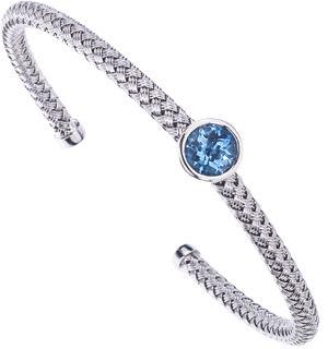 Sterling Silver ''Candy Collection'' Blue Topaz Cuff Bangle